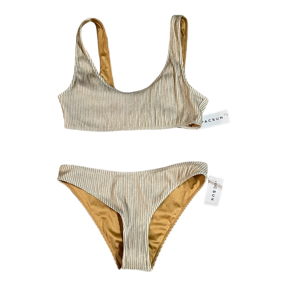 NWT Kendall and Kylie Gold Stripe Bikini, Sz S